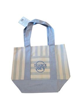 Trader Joe’s Sky Blue Striped Mini Canvas Tote Bag